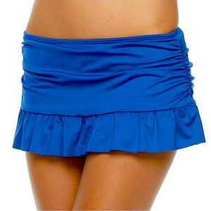 10 Apt. 9 Royal Cobalt Blue Ruched Ruffle Hem Swim Skirt Bottoms Swimsuit Bikini